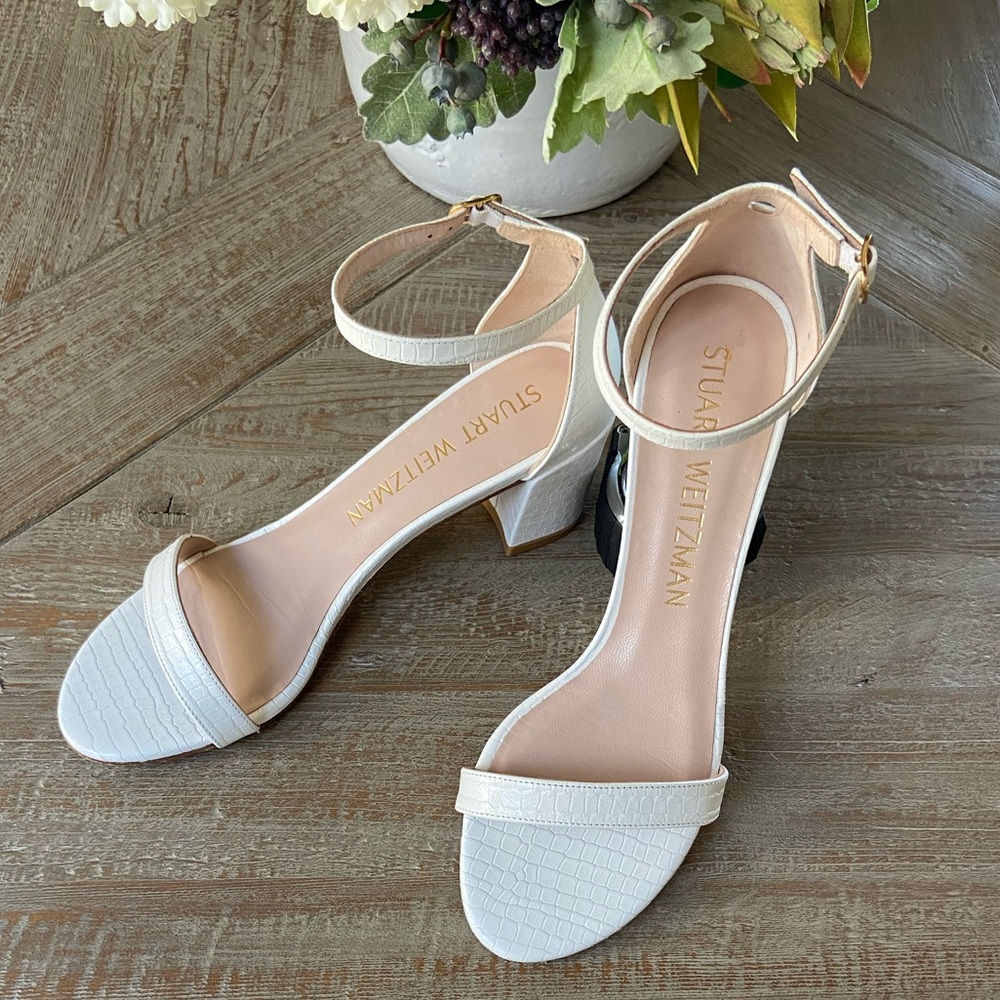 END OF SUMMER SALE: Stuart Weitzman Nudistcurve 75 Block Heel Sandals